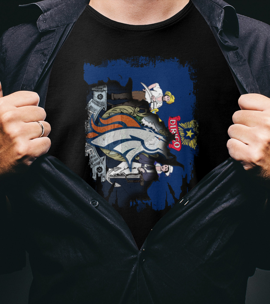 Dirigo Maine State Flag With Broncos NFL T-Shirt