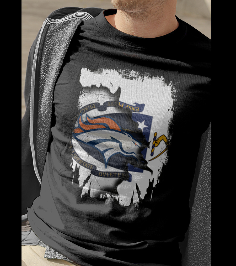 Together Massachusetts With Denver Broncos Logo And Massachusetts State Seal T-Shirt