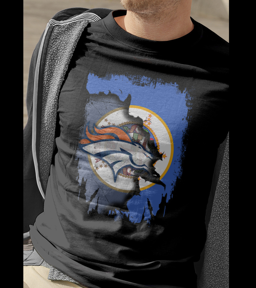 Minnesota State With Broncos Logo Fusion T-Shirt