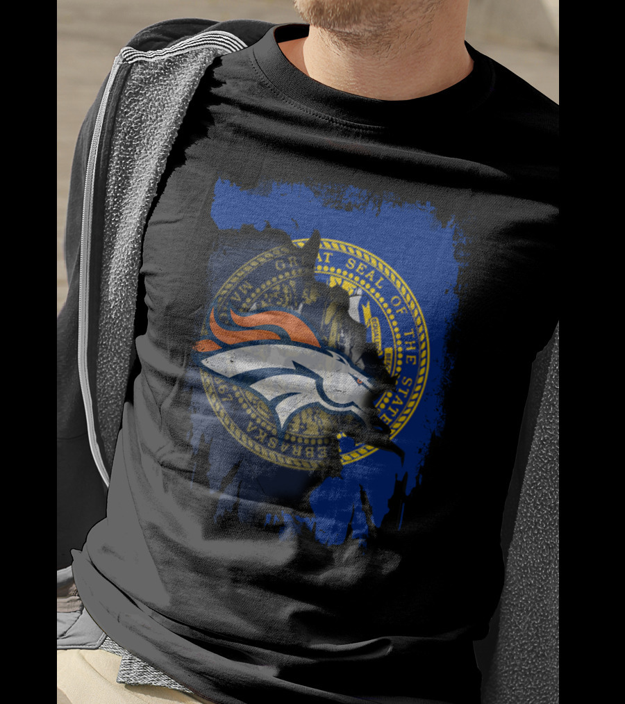 Nebraska State Seal With Broncos NFL T-Shirt