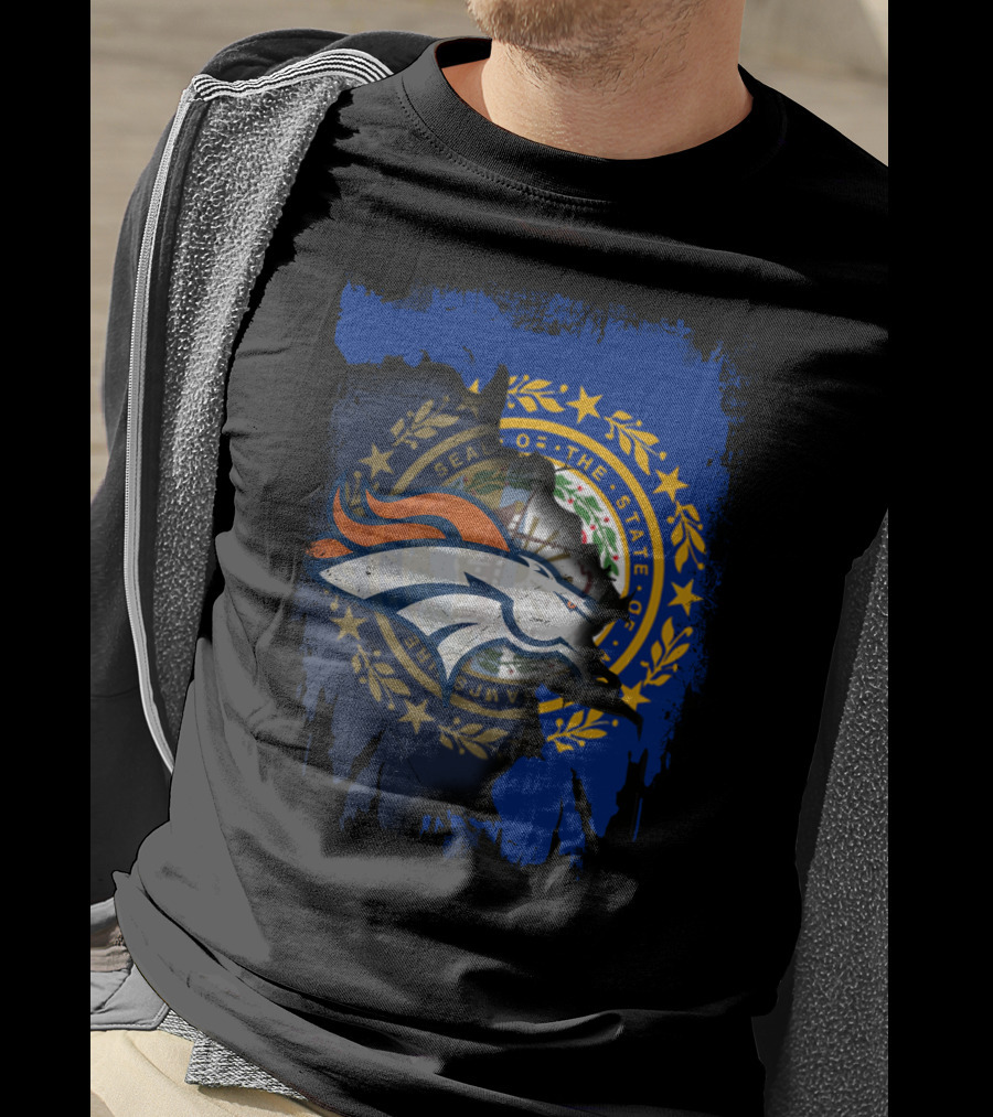 New Hampshire State Seal With Broncos Logo Integration T-Shirt