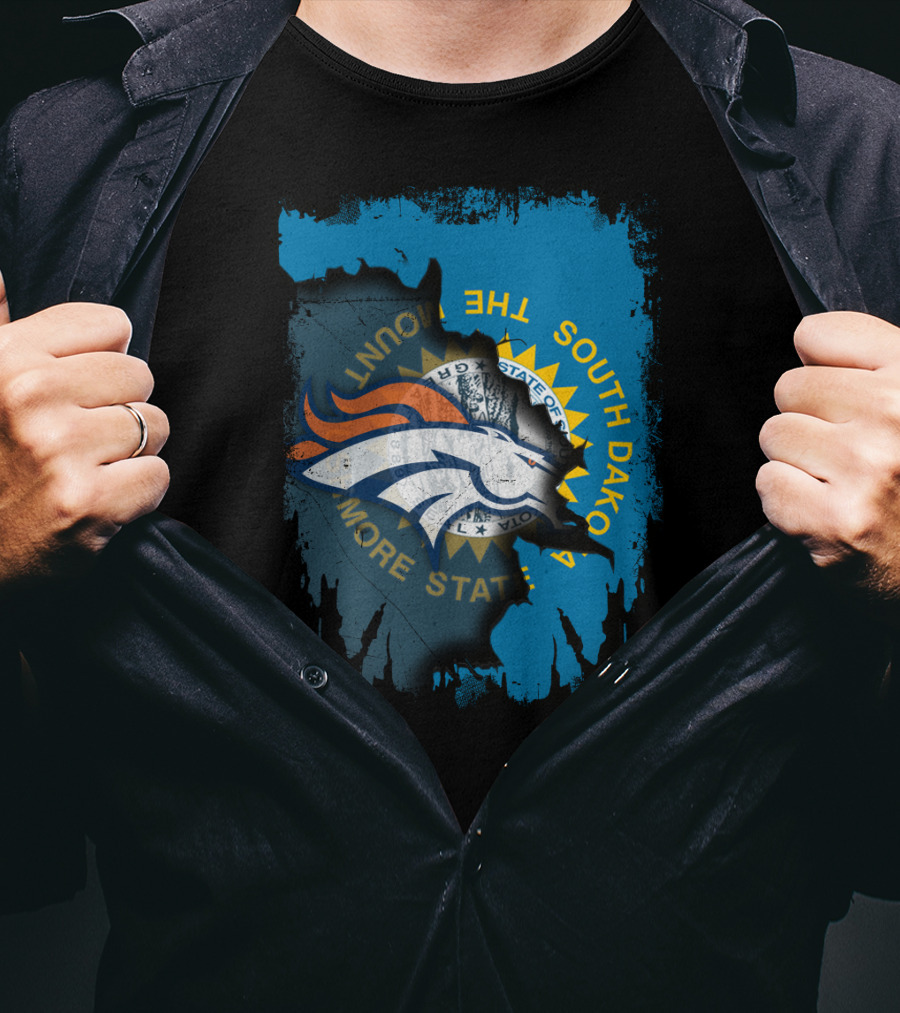 South Dakota Flag With Broncos T-Shirt