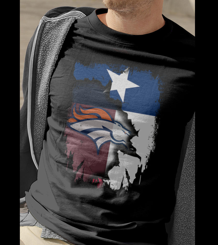Together Texas Denver Broncos Texas Flag T-Shirt