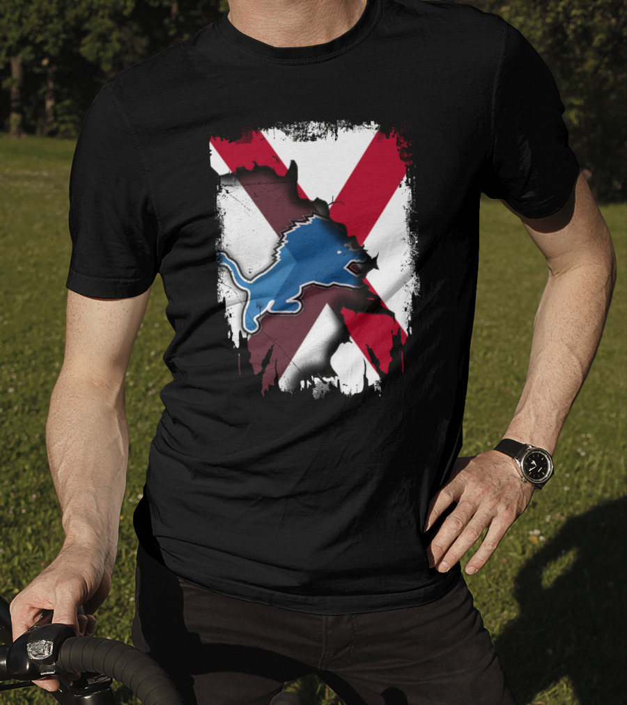 Together Alabama With Lions Detroit Football Fusion T-Shirt