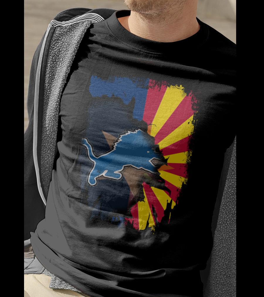 Arizona Flag With Detroit Lions Dual T-Shirt