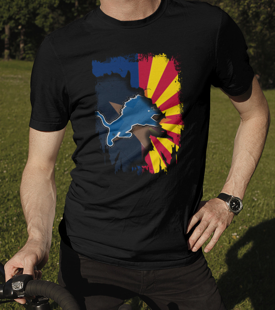 Arizona Flag With Detroit Lions Dual T-Shirt