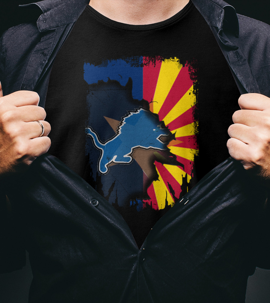Arizona Flag With Detroit Lions Dual T-Shirt
