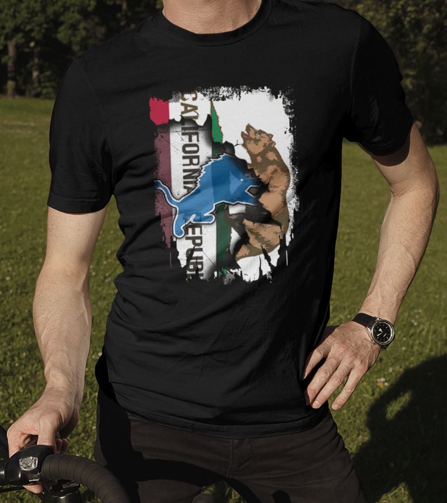 California Republic With Blue Lion And Bear T-Shirt