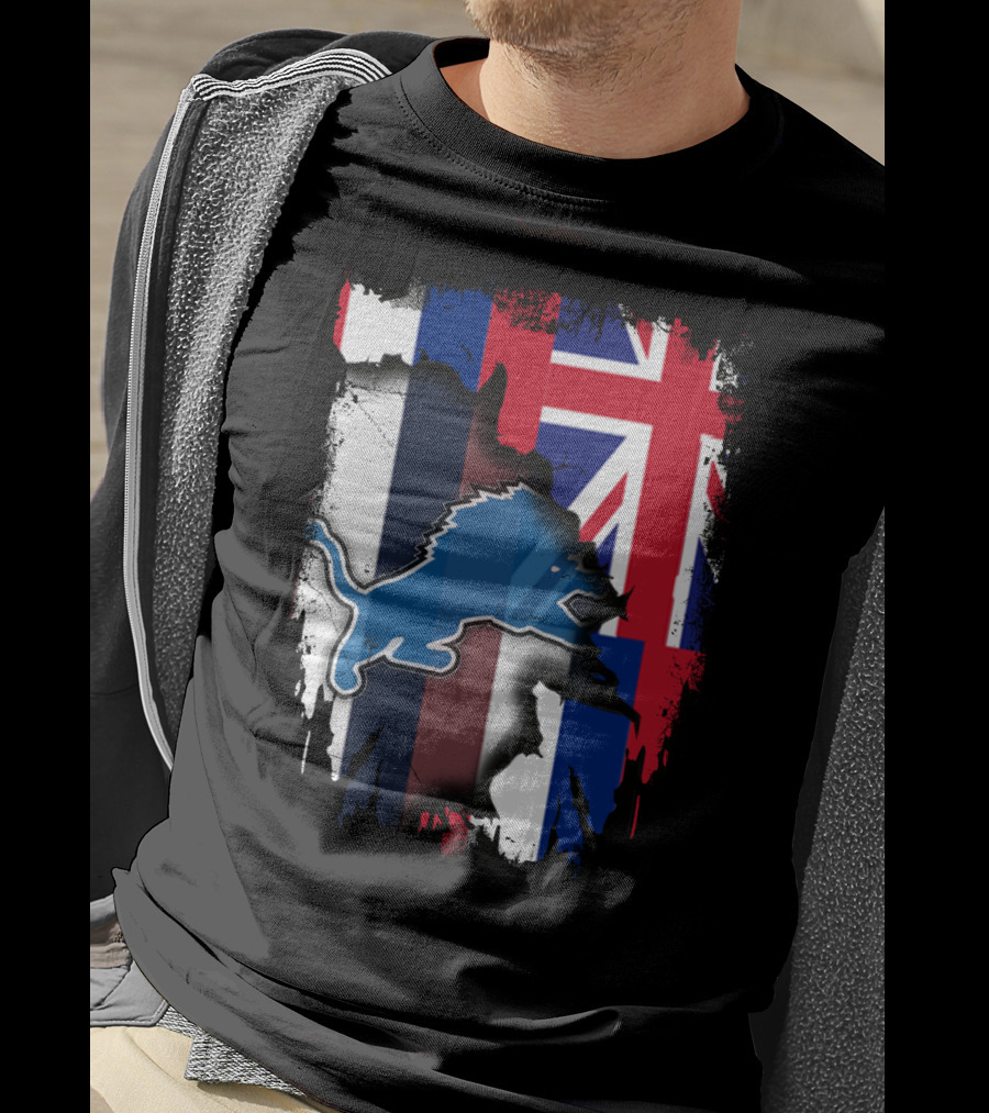 Hawaii Union Jack Detroit Lions Collaboration T-Shirt