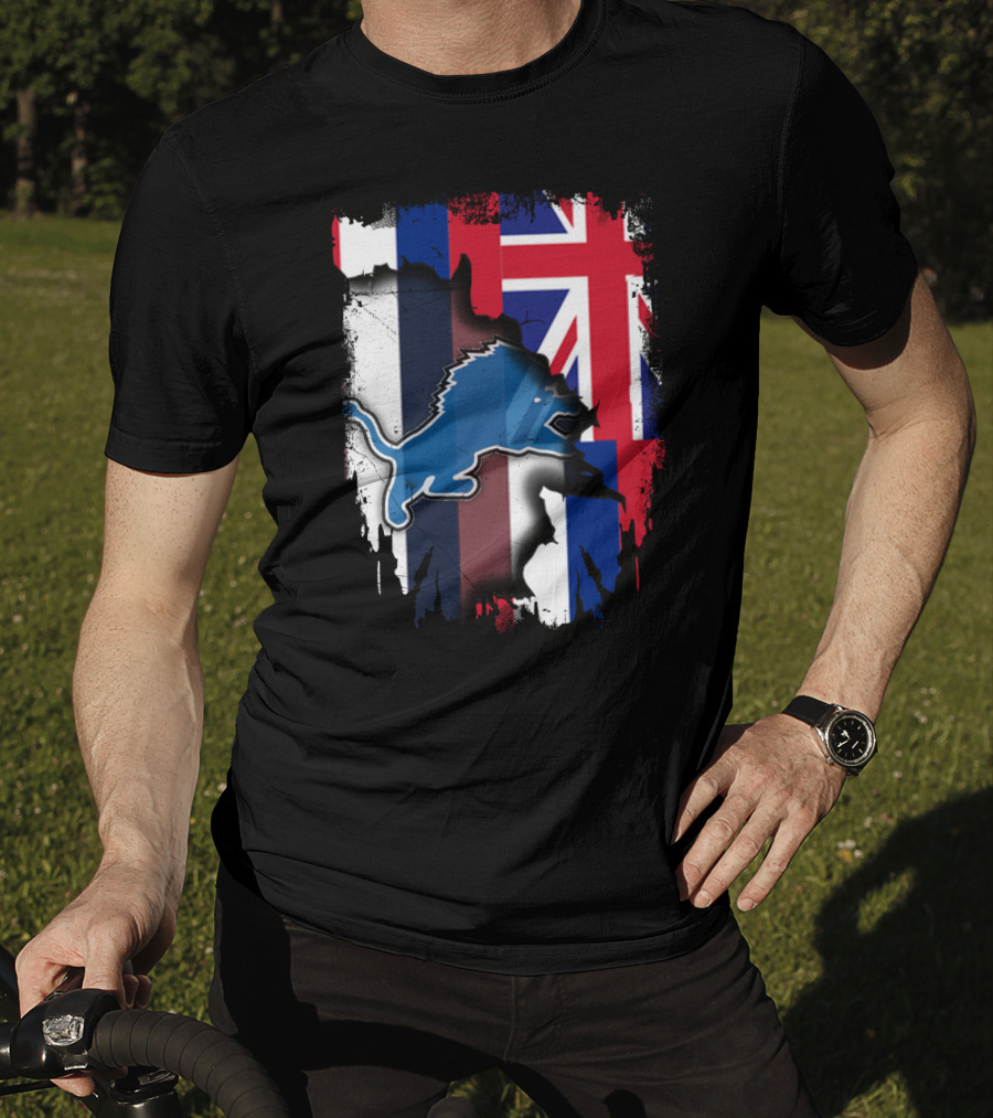 Hawaii Union Jack Detroit Lions Collaboration T-Shirt