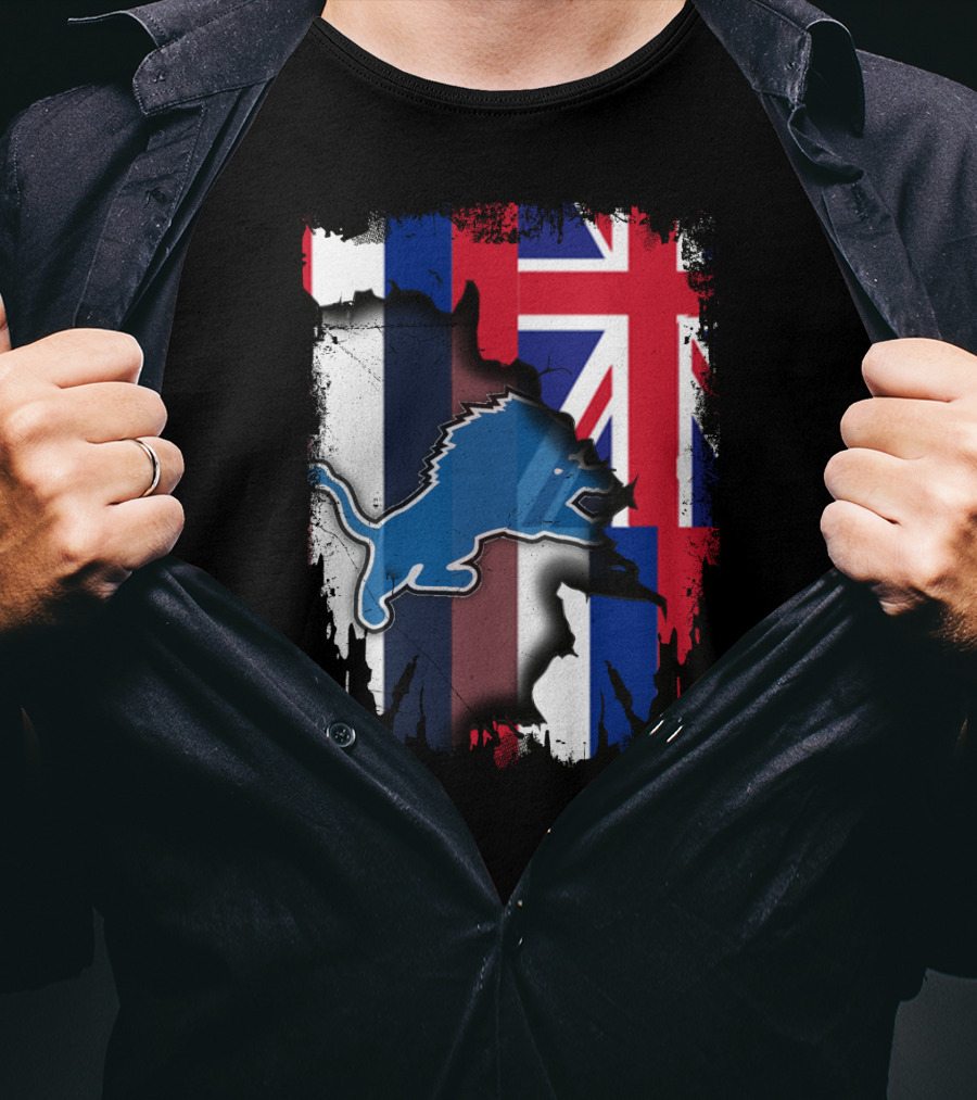 Hawaii Union Jack Detroit Lions Collaboration T-Shirt