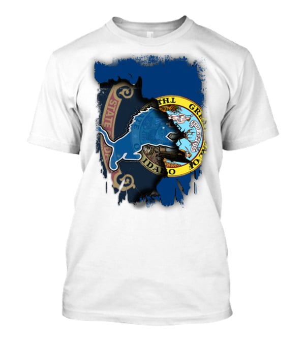 Idaho State Seal With Detroit Lions Collaboration T-Shirt