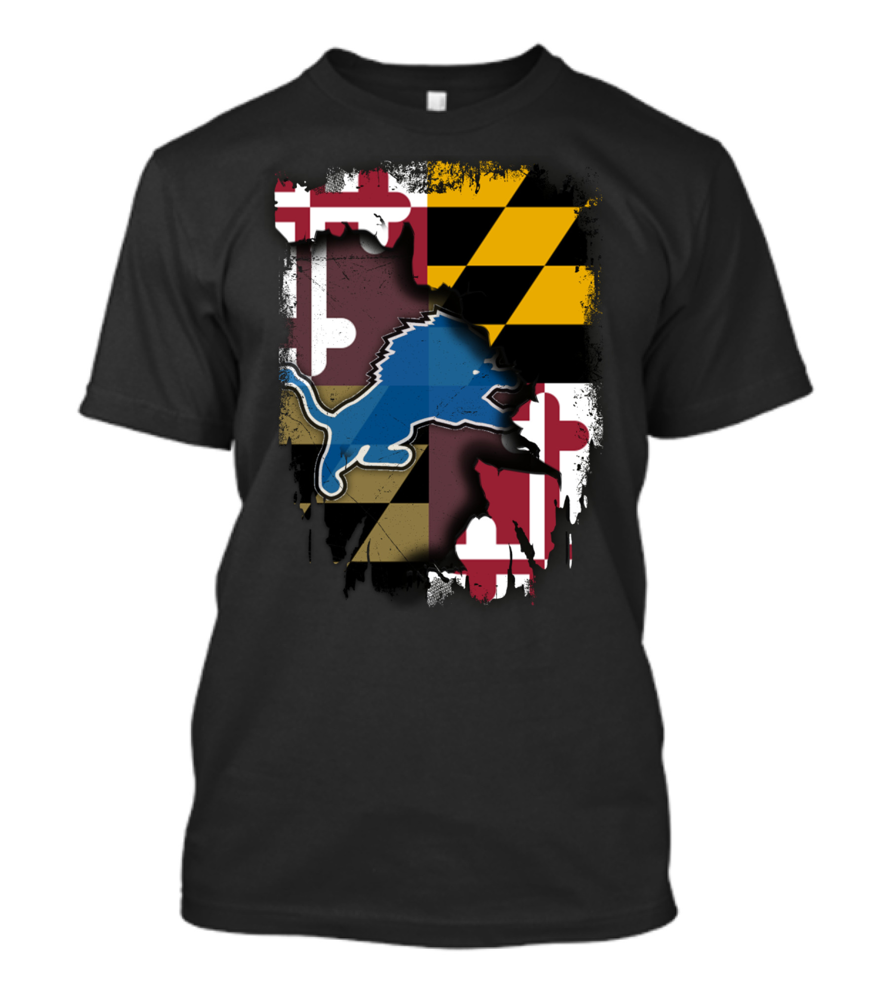 Maryland State Pride With Detroit Lions Team Spirit T-Shirt