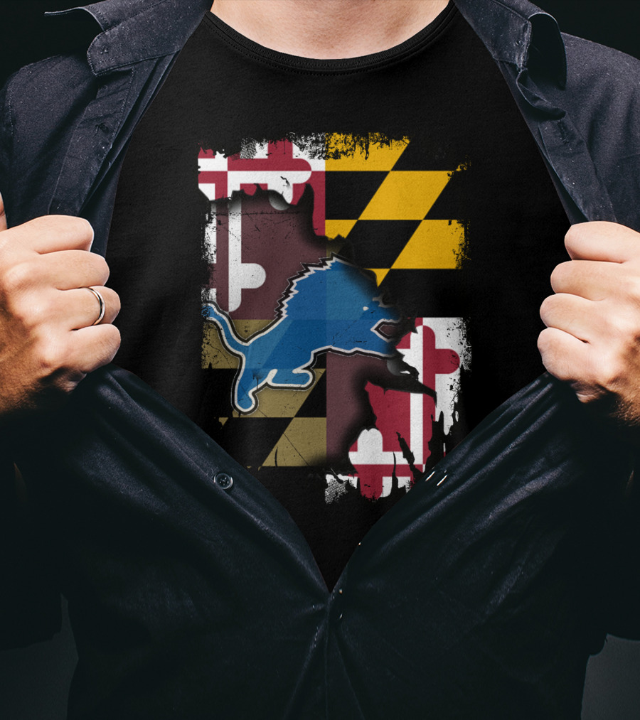 Maryland State Pride With Detroit Lions Team Spirit T-Shirt