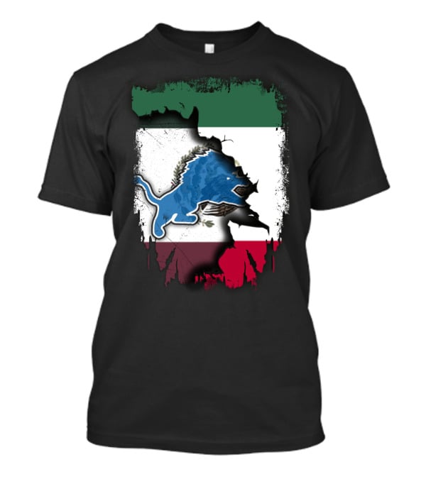 Together Mexico Detroit Lions Flag Fusion T-Shirt