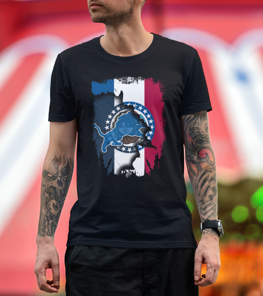 Missouri Lions Team Pride with State Flag Colors T-Shirt