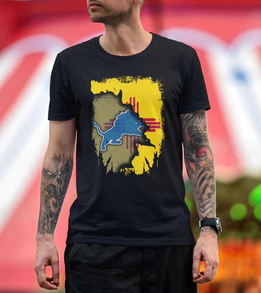 Together New Mexico Zia Symbol with Detroit Lions T-Shirt