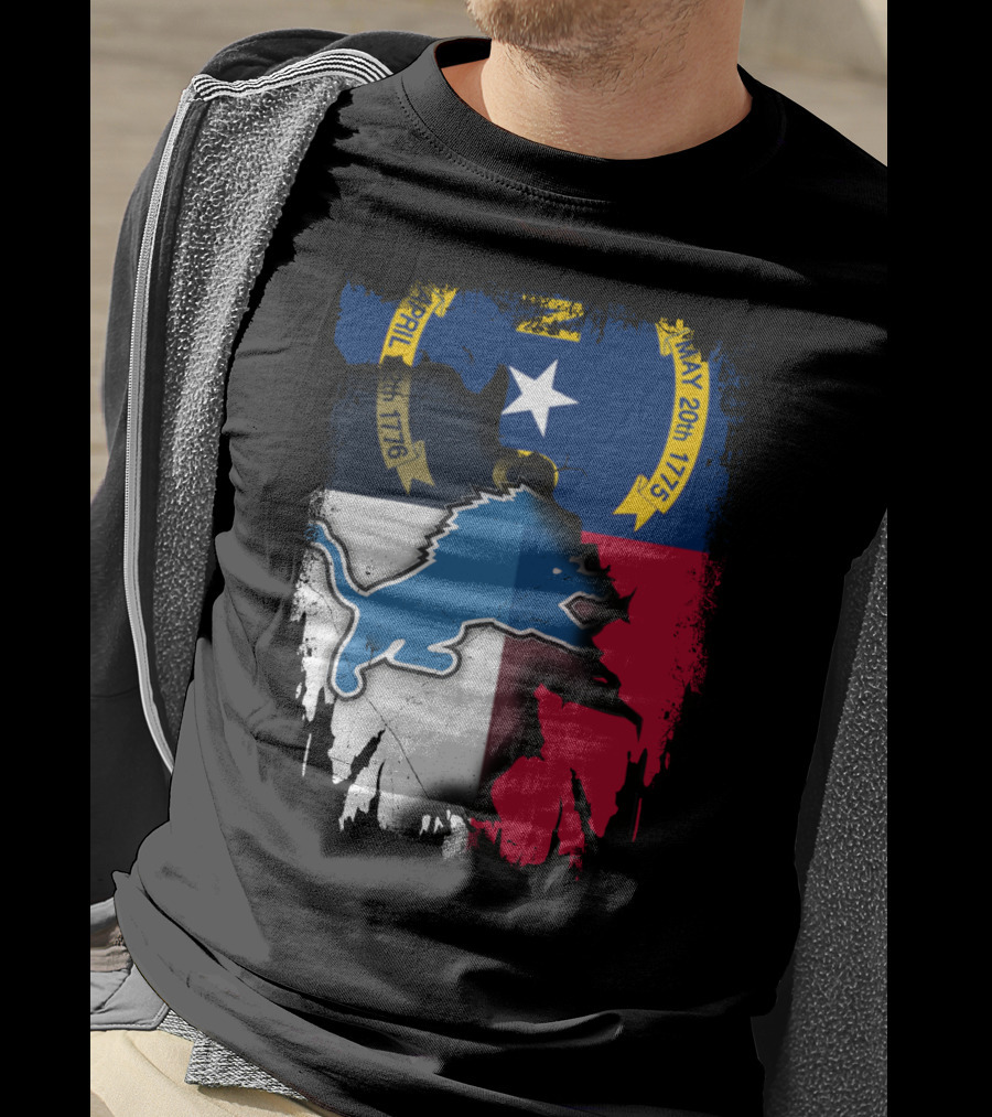 North Carolina Flag With Blue Lion T-Shirt