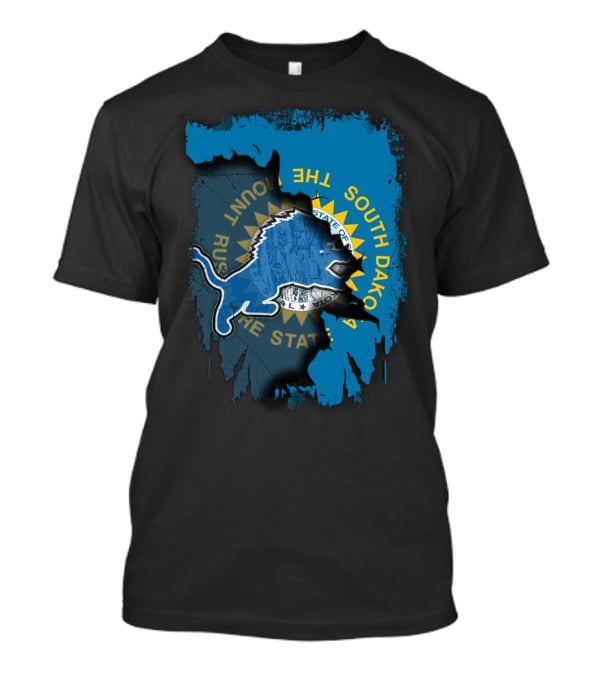 South Dakota With Detroit Lions State Pride T-Shirt