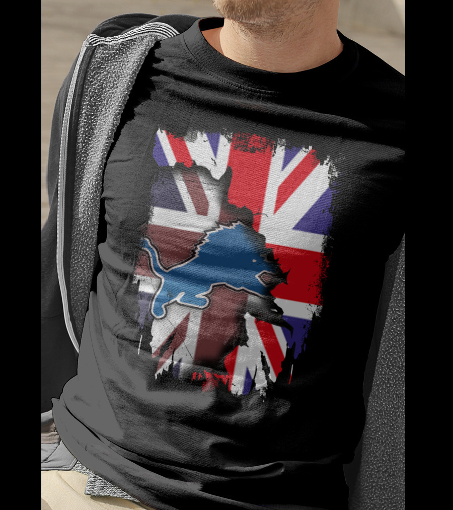 United Kingdom Flag With Blue Lion Emblem T-Shirt