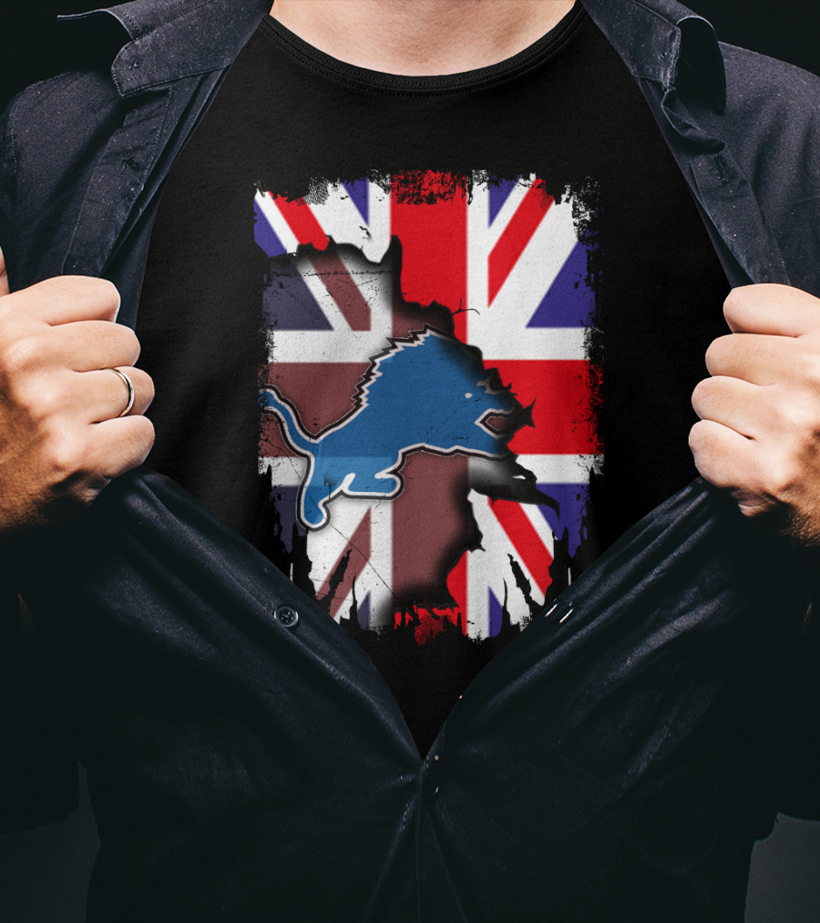 United Kingdom Flag With Blue Lion Emblem T-Shirt