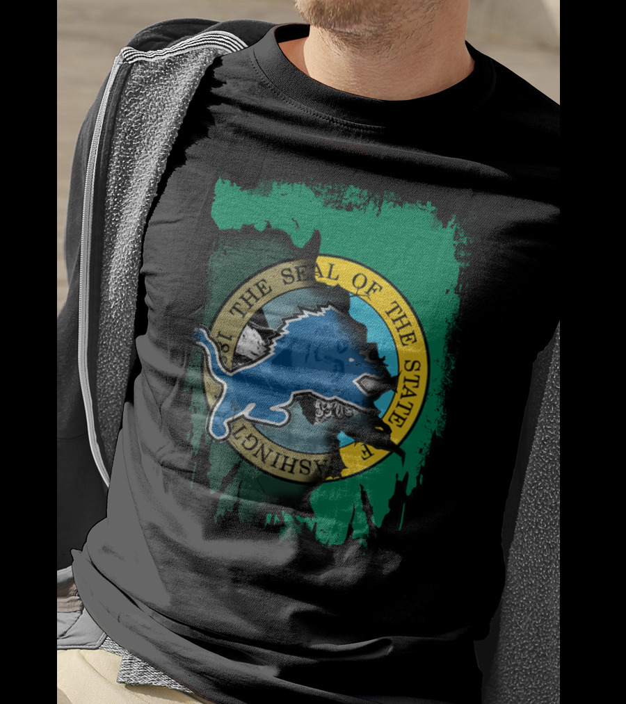 Washington State Seal And Blue Lion Together T-Shirt