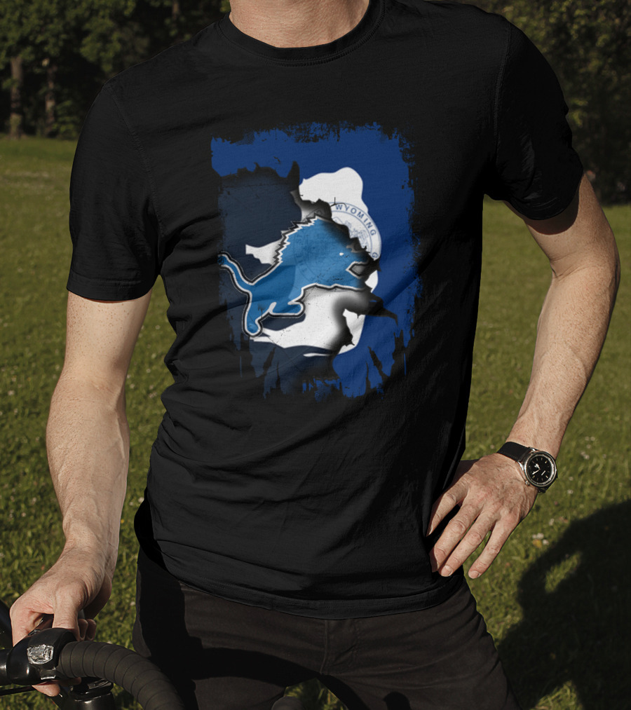 Wyoming Pride With Blue Lion Emblem T-Shirt