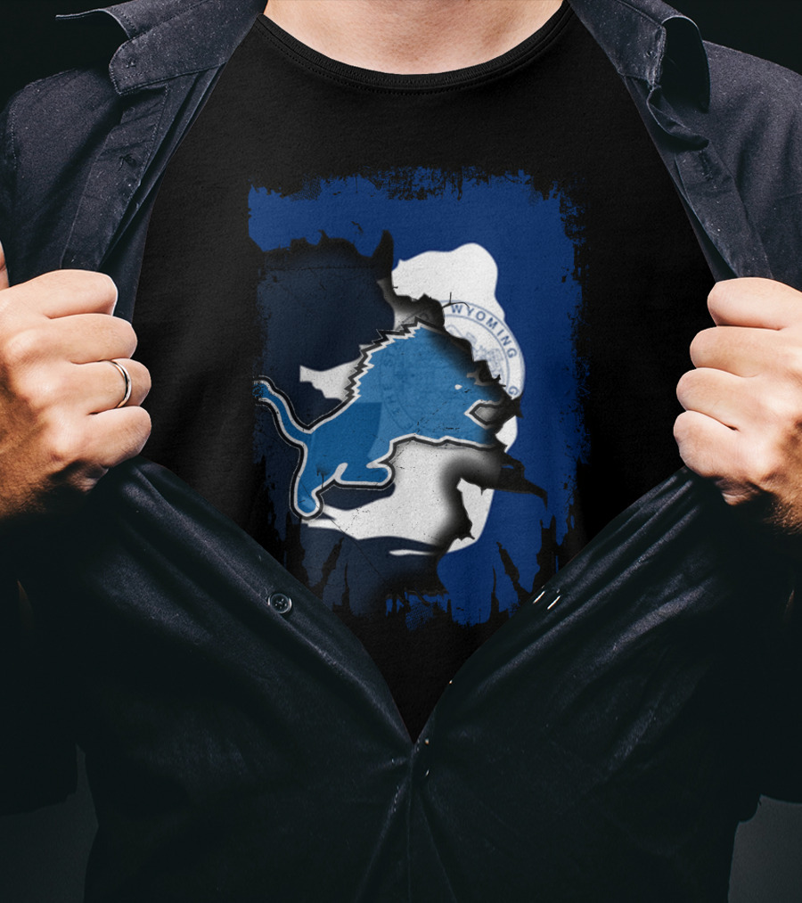 Wyoming Pride With Blue Lion Emblem T-Shirt