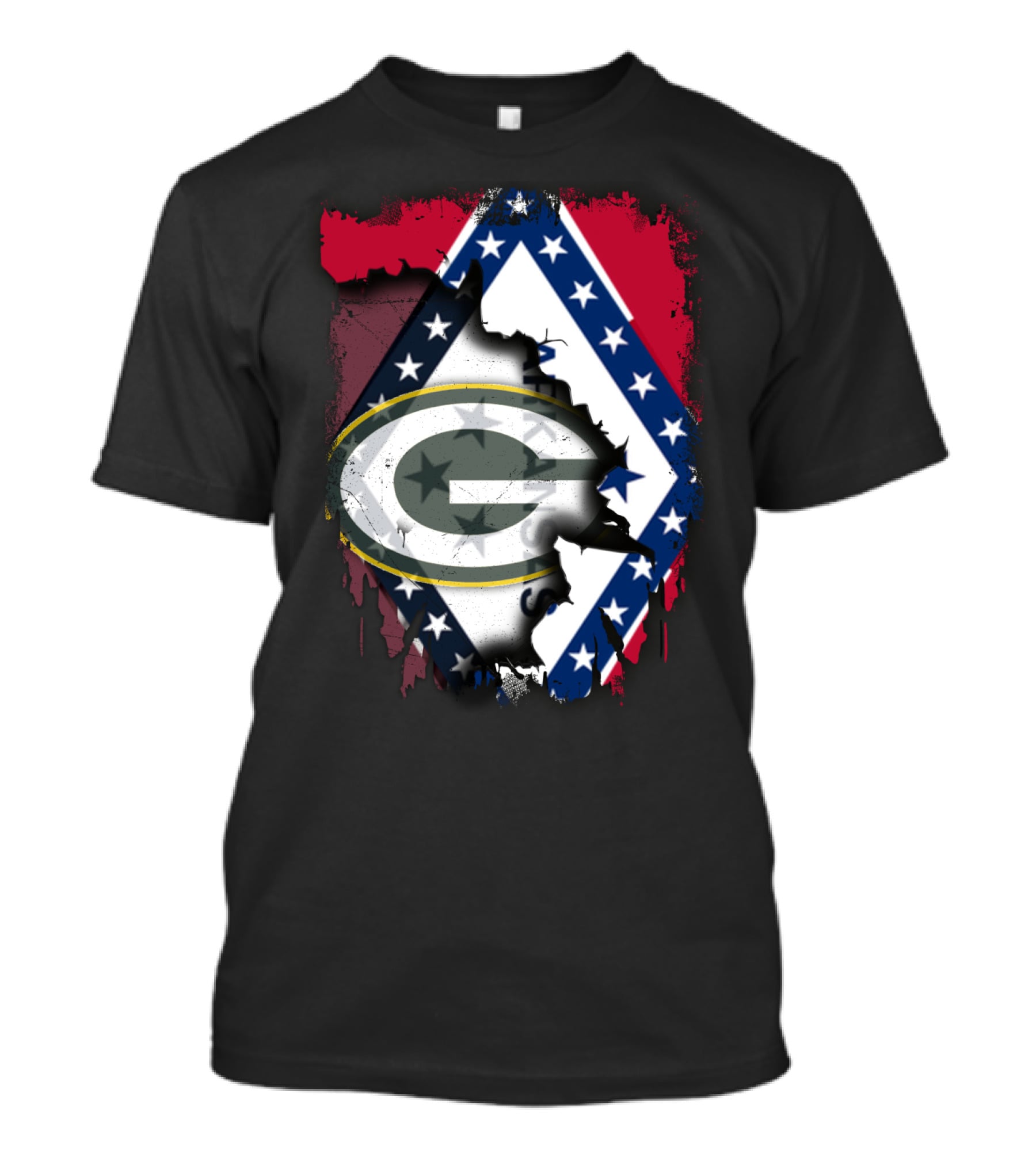 Together Arkansas Green Bay Packers Flag Fusion T-Shirt