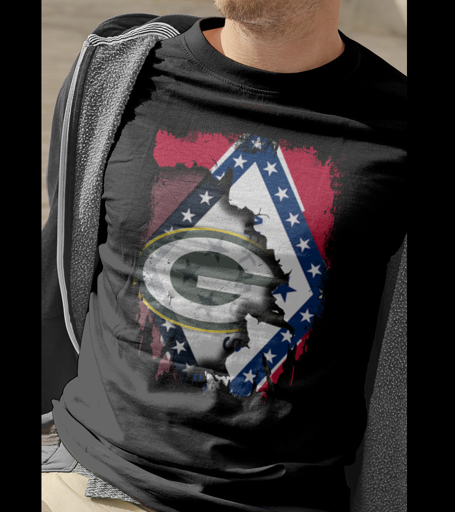 Together Arkansas Green Bay Packers Flag Fusion T-Shirt