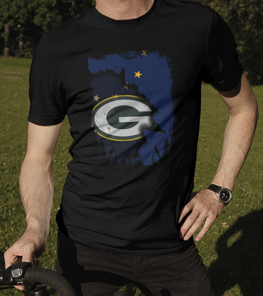 Alaska And Packers United With Green Bay Logo And Stars T-Shirt