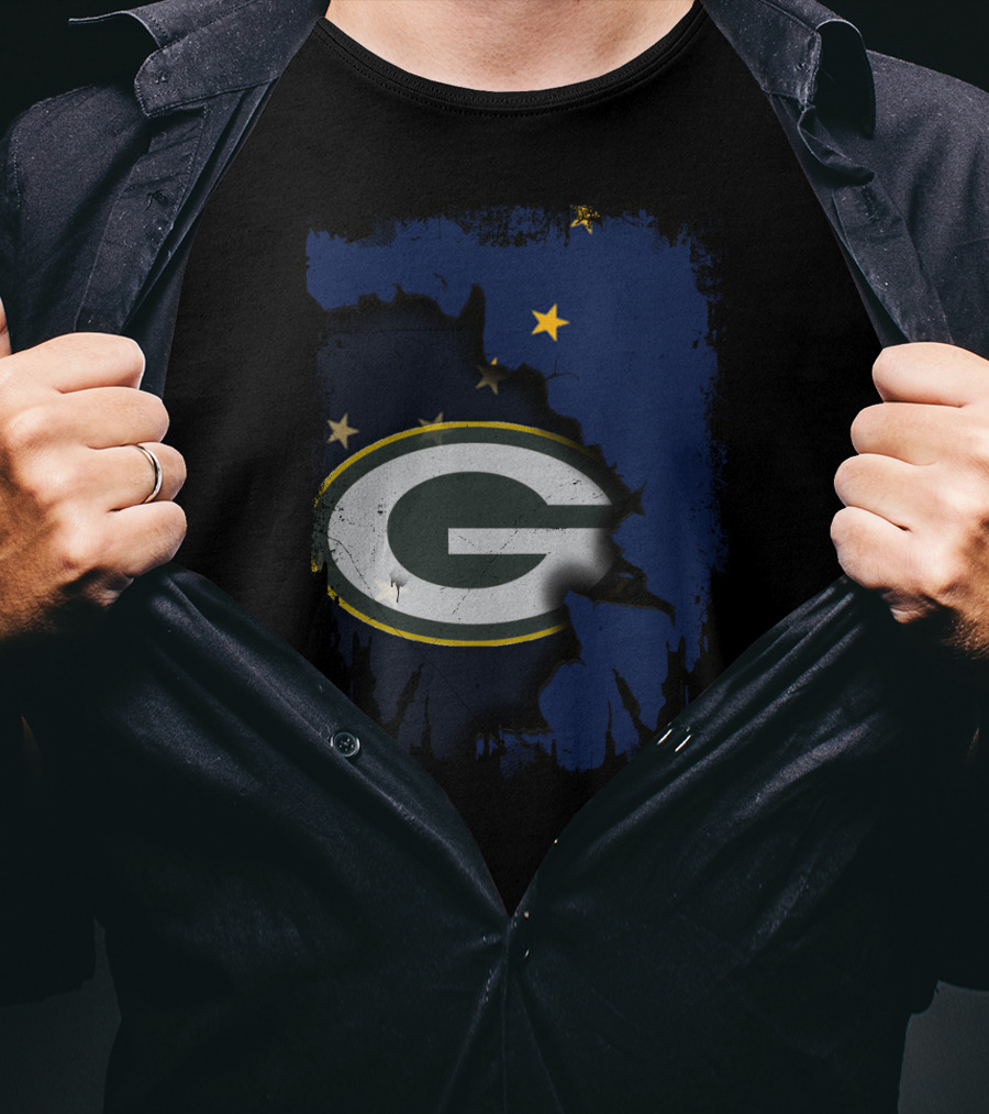 Alaska And Packers United With Green Bay Logo And Stars T-Shirt
