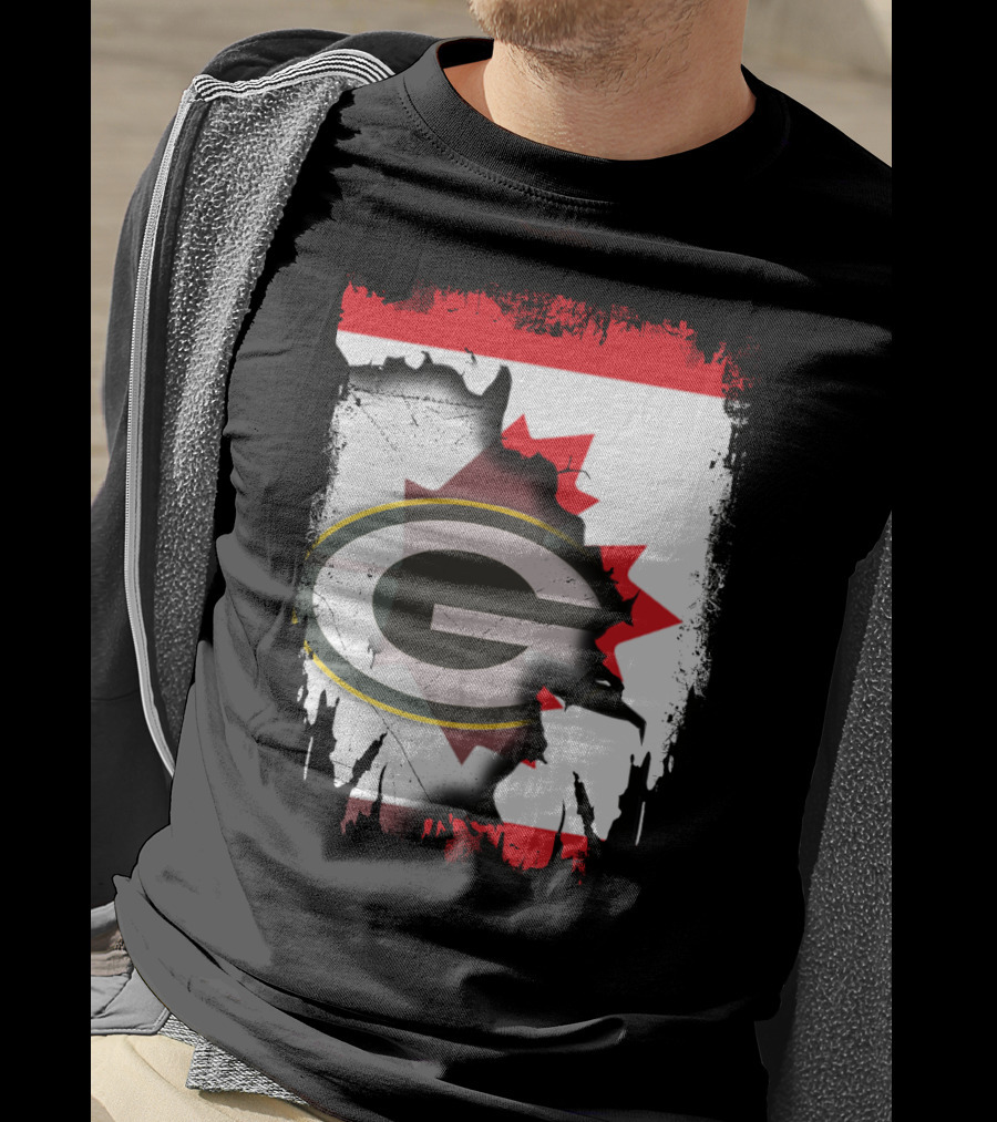 Canada Green Bay Packers Flag Fusion T-Shirt