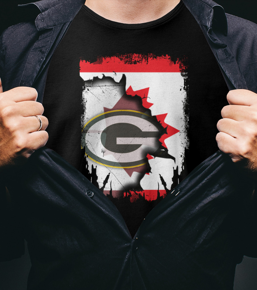 Canada Green Bay Packers Flag Fusion T-Shirt