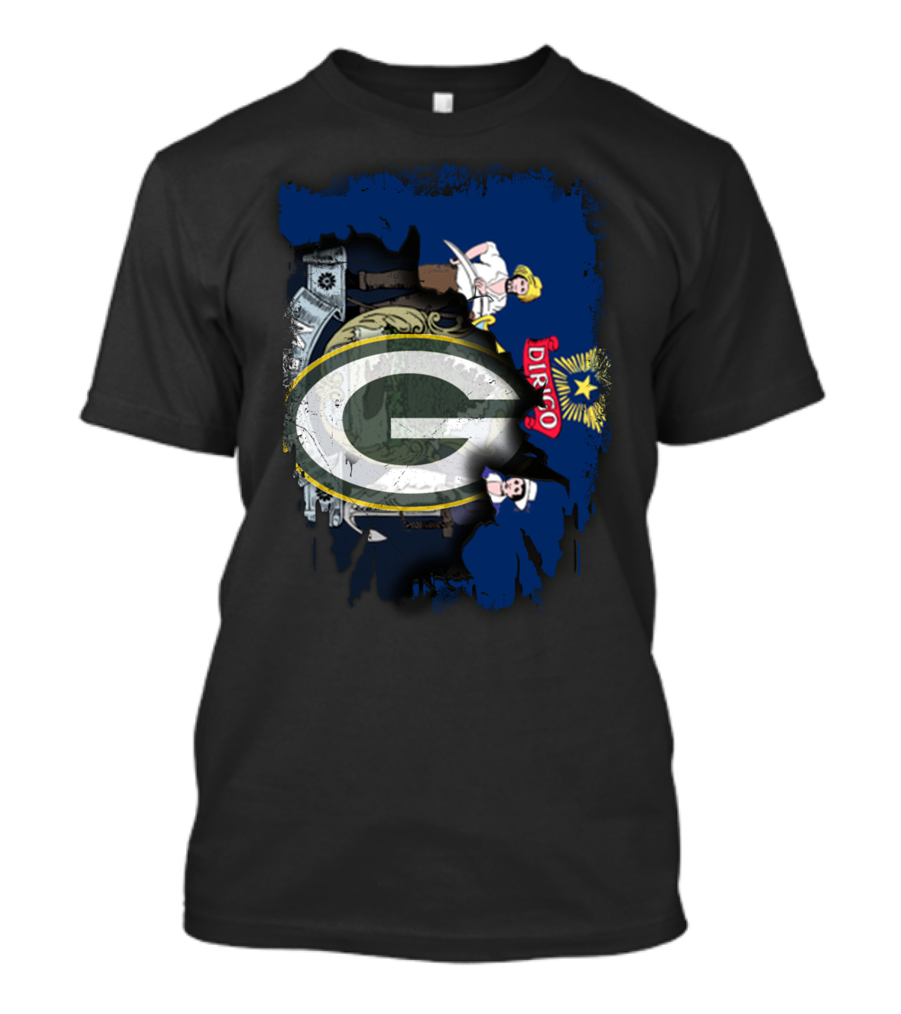 Maine State Flag With Green Bay Packers G T-Shirt
