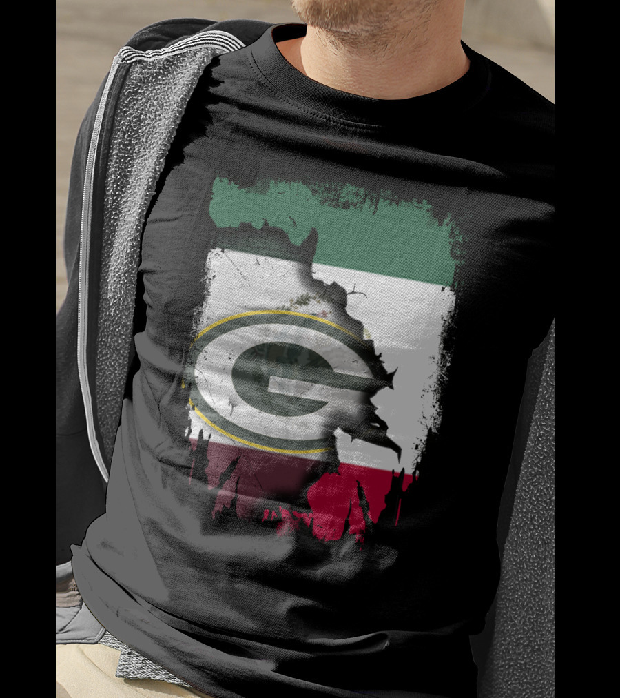 Mexico Flag With Green Bay Packers T-Shirt