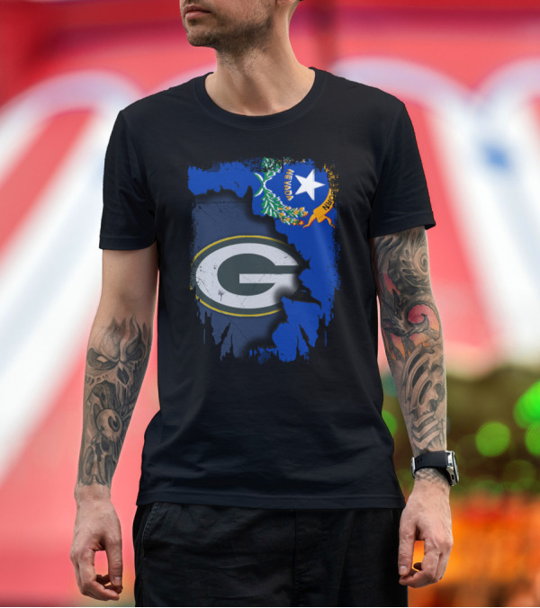 Premium T-Shirt: Nevada State Pride With Green Bay Packers Logo Fusion T-Shirt Nevada State Pride With Green Bay Packers Logo Fusion T-Shirt