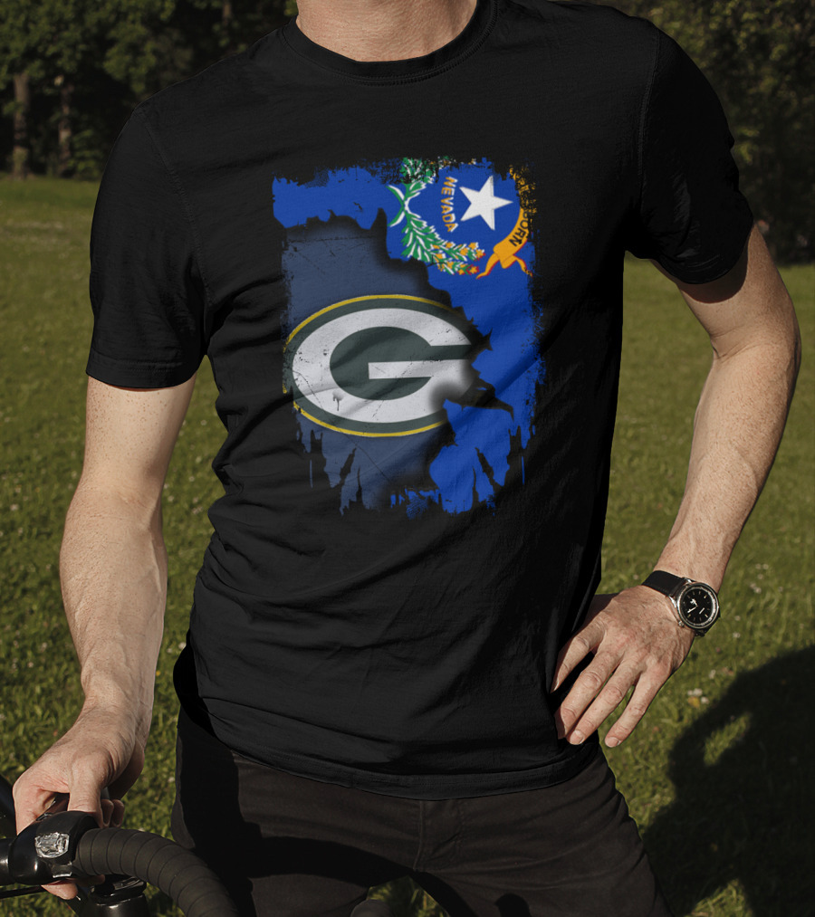 Nevada State Pride With Green Bay Packers Logo Fusion T-Shirt