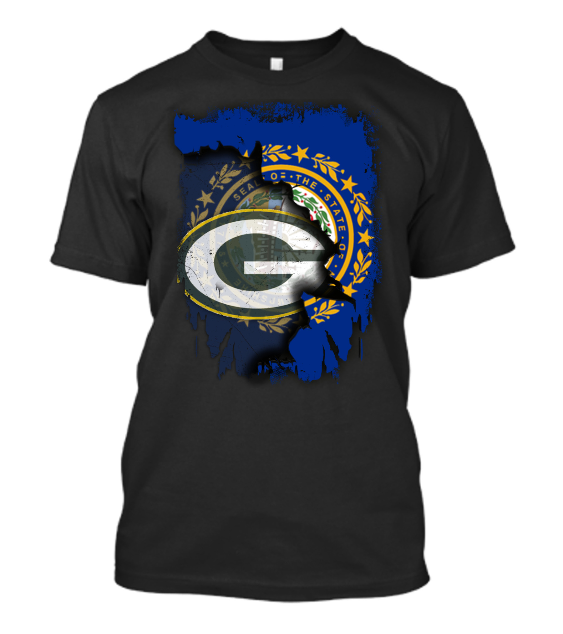Together New Hampshire With Green Bay Packers State Seal Fusion T-Shirt
