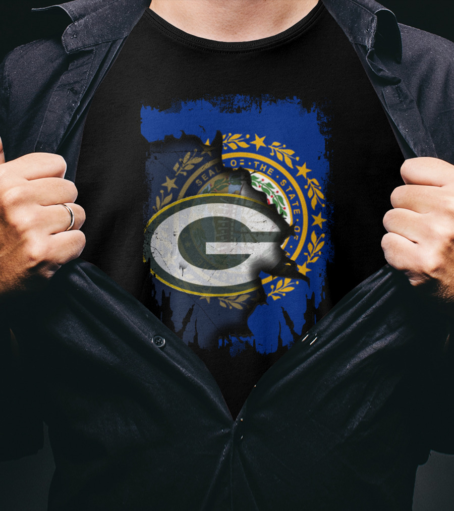 Together New Hampshire With Green Bay Packers State Seal Fusion T-Shirt