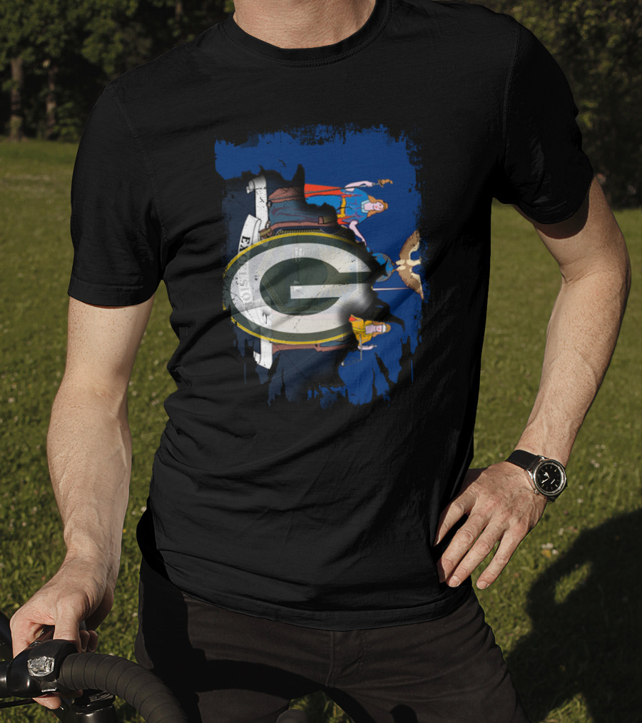 New York State Symbol With Green Bay Packers Logo Fusion T-Shirt
