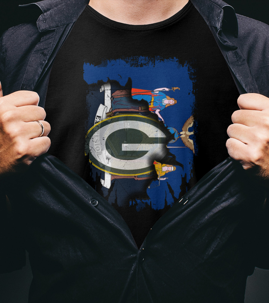 New York State Symbol With Green Bay Packers Logo Fusion T-Shirt