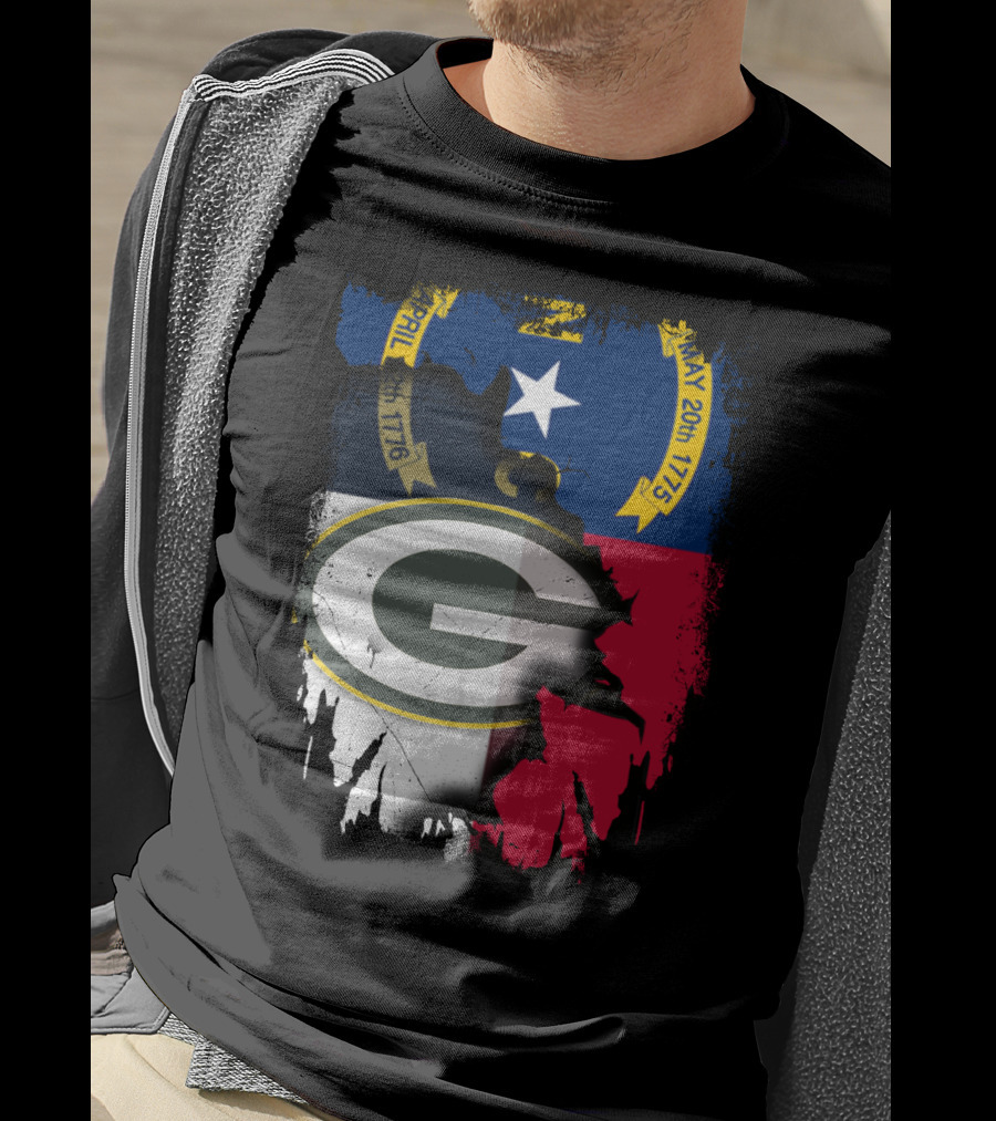 Together North Carolina Flag Green Bay Packers Collaboration T-Shirt