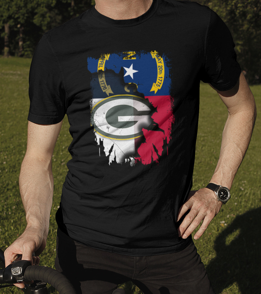 Together North Carolina Flag Green Bay Packers Collaboration T-Shirt