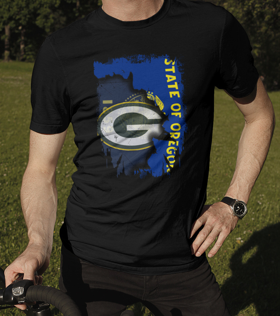State Of Oregon Torn With Packers T-Shirt