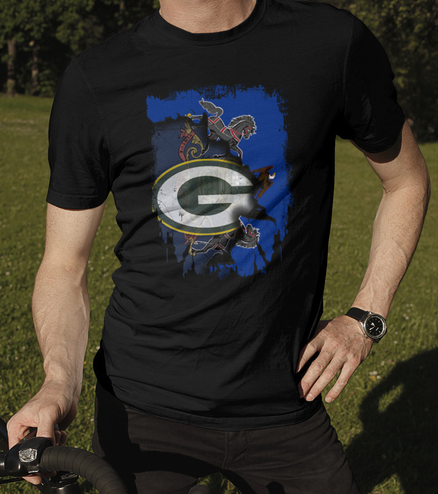 Green Bay Packers Logo Over Pennsylvania State Emblem T-Shirt