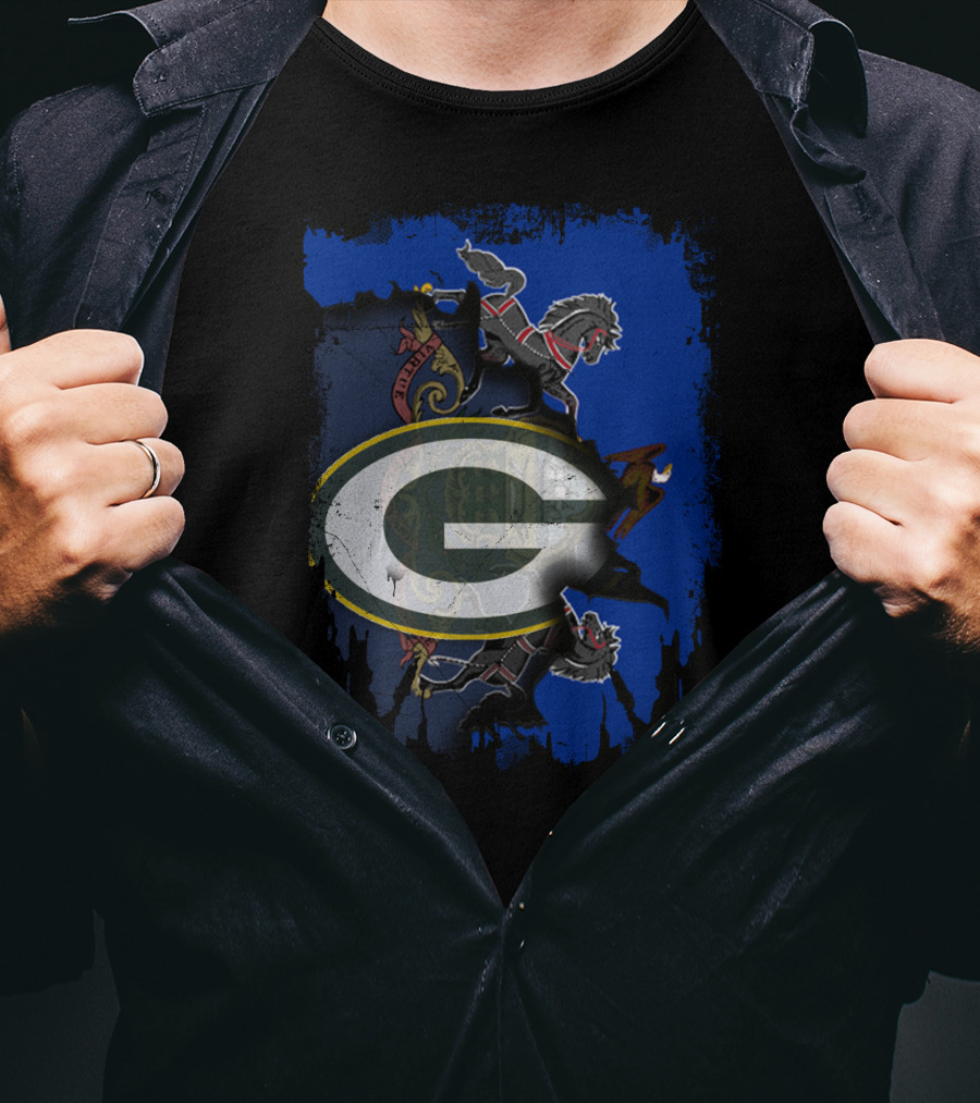 Green Bay Packers Logo Over Pennsylvania State Emblem T-Shirt