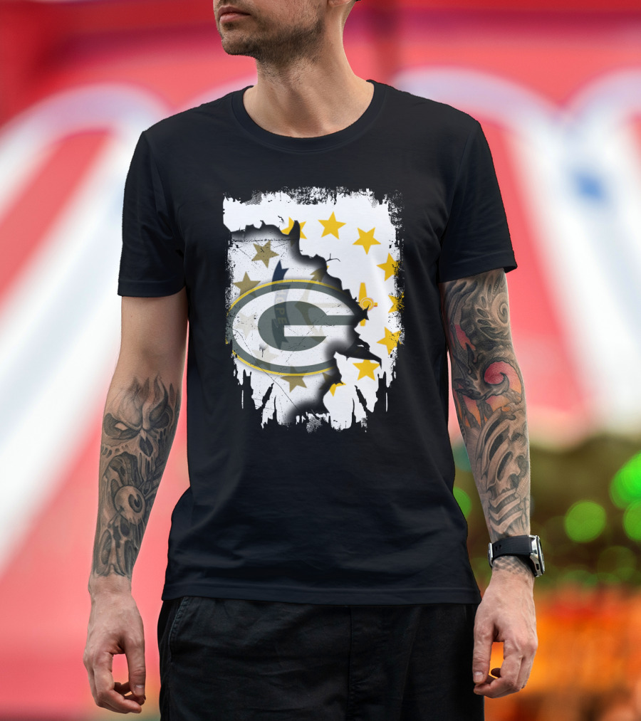 Together Rhode Island With Packers Stars Logo Fusion T-Shirt