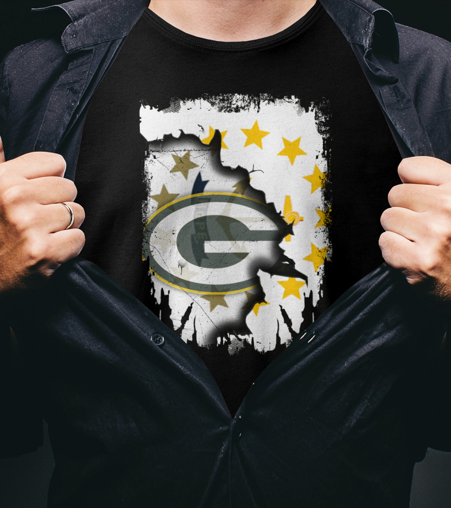 Together Rhode Island With Packers Stars Logo Fusion T-Shirt