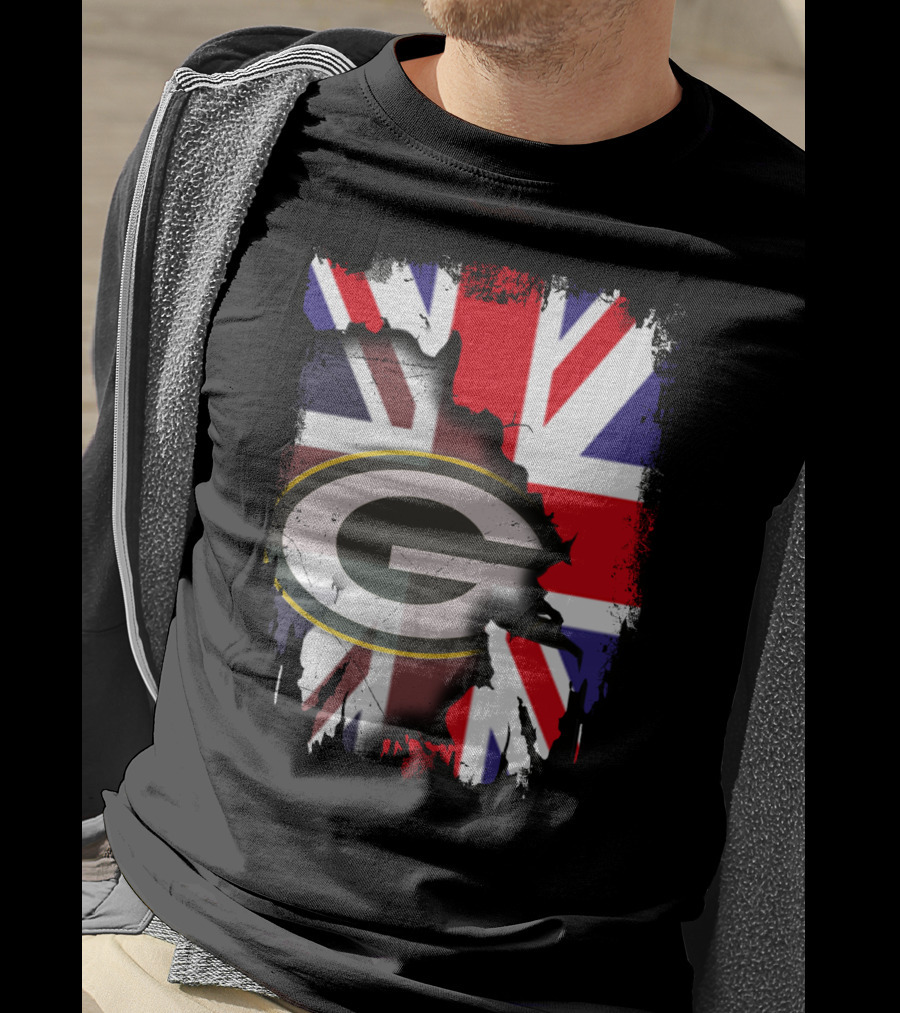 United Kingdom Union Jack With Green Bay Packers T-Shirt
